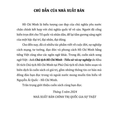 Chủ tịch Hồ Chí Minh tiểu sử và sự nghiệp - President Ho Chi Minh Biography and Career (bản in 2024)