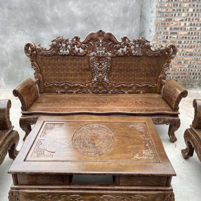 bộ bàn ghế lois hoàng gia gỗ mun đuôi công