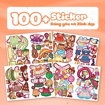 Sách - Mini Fashion - Heo Piggy - Bóc Dán Hơn 100+ Stickers Váy, Phụ Kiện Xinh Đẹp) Cho Bé Gái - Megabook
