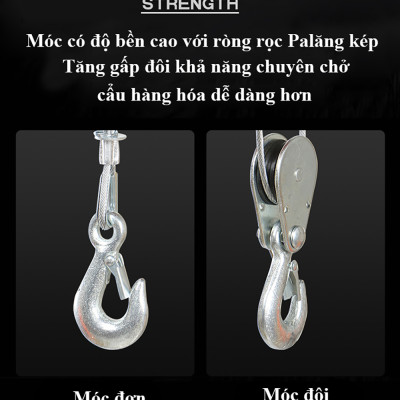 Bộ Tời Điện Kèm Rùa ABG PA600 (300/600Kg) 12 Mét - Máy Tời Treo Nâng Hạ Vật Nặng Dễ Dàng Trong Nhà Xưởng Công Nghiệp Và Đời Sống, Nâng Kéo Linh Hoạt, Hiệu Quả Cao - Hàng Chính Hãng (Giao Màu Ngẫu Nhiên)