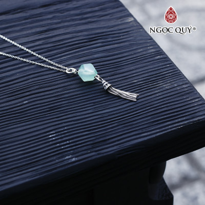 Dây chuyền bạc mặt thạch anh dâu xanh aventurine mệnh hỏa, mộc - Ngọc Qúy Gemstones