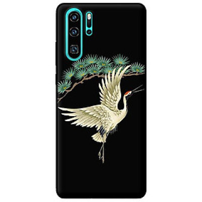 Ốp in cho Huawei P30 Pro Hạc Trắng Nền Đen - Hàng chính hãng