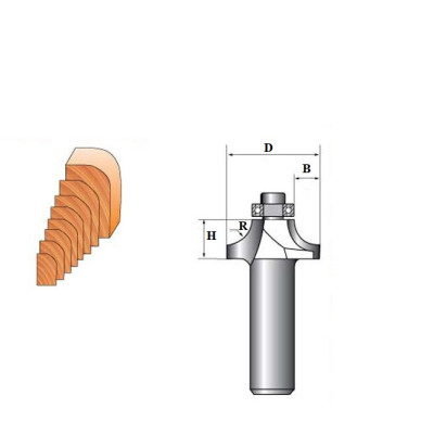Mũi phay, mũi soi, mũi cắt vát cạnh tròn lồi 1/2"x1"(R=12.70mm) ARDEN