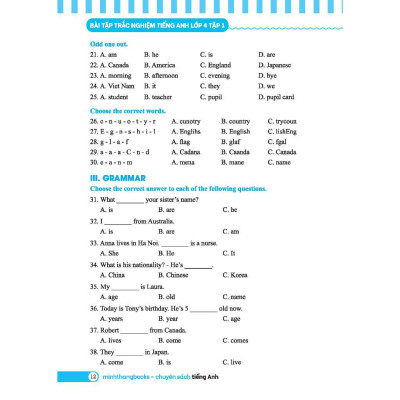 Sách - Global Success - Bài Tập Trắc Nghiệm Tiếng Anh Lớp 4 - Tập 1 - Có Đáp Án - Minh Thắng