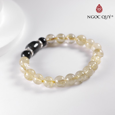 Vòng tay đá thạch anh tóc vàng mix tóc đen mệnh thủy, kim - Ngọc Quý Gemstones