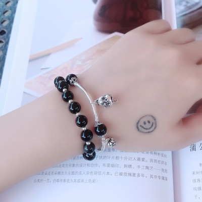 Vòng 2 line đá thạch anh tóc đen phối charm trái thông mệnh thủy, mộc - Ngọc Quý Gemstones