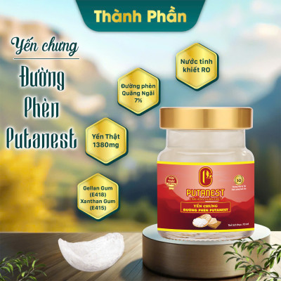 Yến chưng Đường phèn PUTANEST hộp quà tặng cao cấp 12 hũ 70ml đẹp da ngủ ngon tăng sức đề kháng