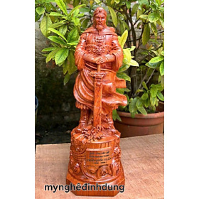 Tượng trần quốc tuấn trần hưng đạo vương bằng gỗ hương đá cao 50cm