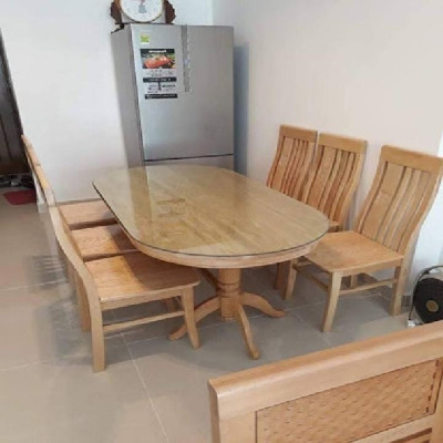 Bộ Bàn Ăn OVAL Gỗ Sồi Nga