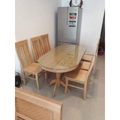 bộ bàn ăn oval gỗ sồi Nga
