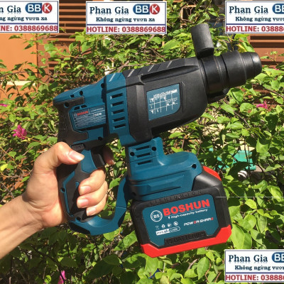 Máy Khoan Bê Tông 21V Dùng Pin BOSHUN 15 Cell Loại Cao Cấp - Khoan Đục Bê Tông Đa Năng - Bảo Hành 12 Tháng