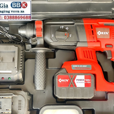 Máy Khoan Bê Tông KEN 188V - PIN 15 CELL 3 Chức năng - Động Cơ Từ Không Chổi Than - Máy Khoan Có Búa 100% Dây Đồng - Bảo Hành 12 Tháng
