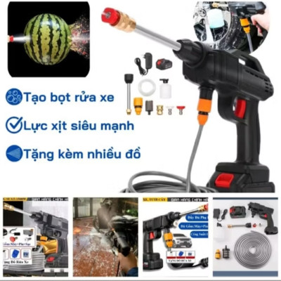 MÁY BƠM ÁP LỰC RỬA XE MÁY ÔTÔ TƯỚI CÂY PIN KHỦNG