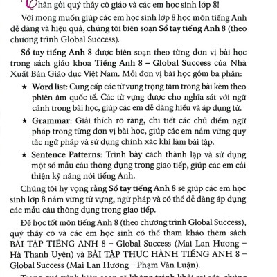 Sổ Tay Tiếng Anh 8 (Dùng Kèm SGK Tiếng Anh 8 Global Success) - HASA