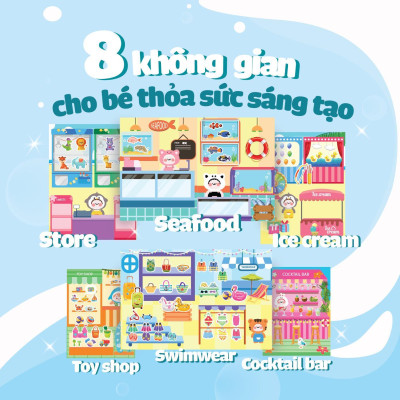 Sách Tương Tác Bóc Dán Sticker Cho Bé - Trò Chơi Đồ Hàng Du Lịch Biển (Hơn 200 Stickers) - Megabook