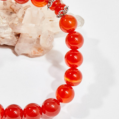 Vòng tay phong thủy nữ đá mã não đỏ charm cánh chim én 8mm mệnh hỏa , thổ - Ngọc Quý Gemstones