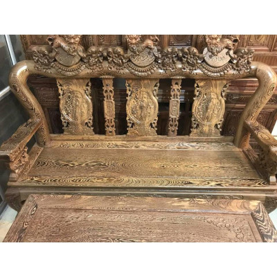 Bộ bàn ghế gỗ phòng khách nghê ba đầu gỗ mun đuôi công