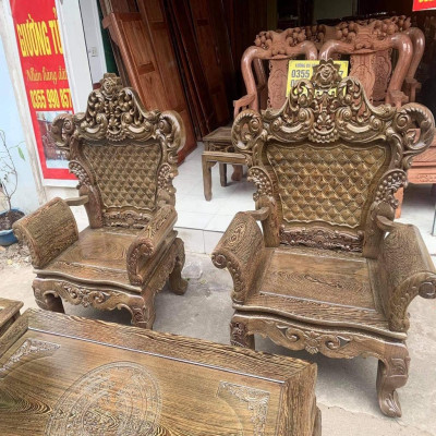 Bàn Ghế Hoàng Gia Gỗ Mun Đuôi Công