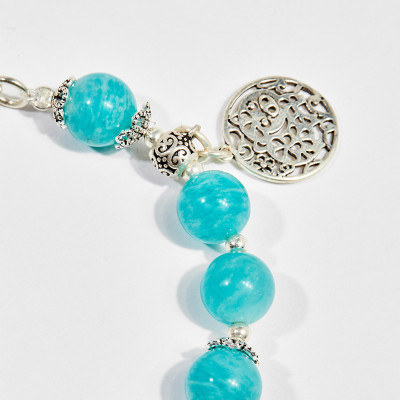 Vòng tay phong thủy nữ đá amazonite phối charm (9mm) mệnh thủy , mộc - Ngọc Quý Gemstones