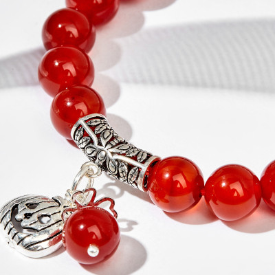 Vòng tay đá mã não đỏ phối charm halloween (hạt 8mm) - Ngọc Quý Gemstones
