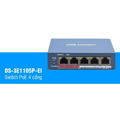 Bộ chia HIKVISION Smart Switch PoE 4 cổng DS-3E1105P-EI/DS-3E1105P-EI/M - Hàng chính hãng