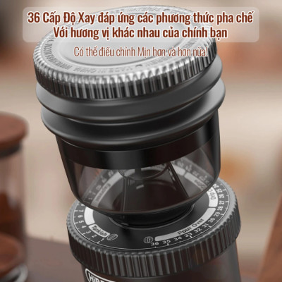Máy xay hạt cà phê chuyên nghiệp Single Dose, tích hợp 36 chế độ xay, Thương hiệu Mỹ cao cấp HiBREW G5 - Hàng Nhập Khẩu