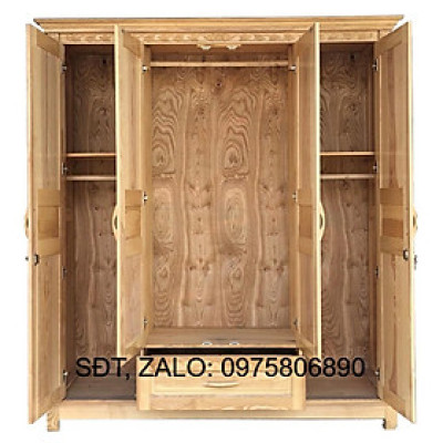 Tủ Áo 4 Cánh Gỗ Sồi Nga Tự Nhiên , tủ đựng quần áo gỗ 1m8
