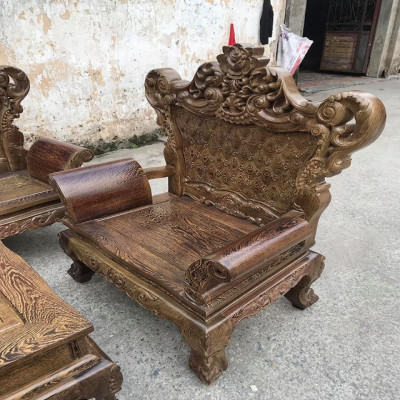 Bàn Ghế Hoàng Gia Gỗ Mun Đuôi Công