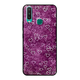 Ốp Lưng in cho Vivo Y12 Mẫu Nhiều Tim Nền Tím - Hàng Chính Hãng