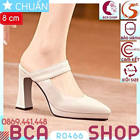 Giày cao gót nữ 8p RO466 ROSATA tại BCASHOP bít mũi, hở gót, gót trụ cùng màu thân - màu trắng kem