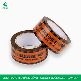 BK3C - Băng keo HÀNG DỄ VỠ màu cam đen khổ 4.8 cm - Băng dính niêm phong - 12 cuộn
