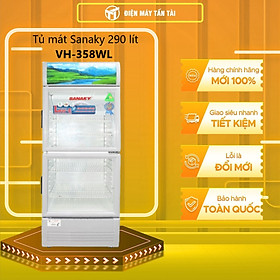 TỦ MÁT 2 CỬA SANAKY 290 LÍT VH-358WL NHÔM (LOW-E) (R600A) - hàng chính hãng