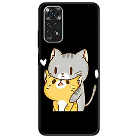 Ốp lưng dành cho Xiaomi Redmi Note 11 4G - Hai Chú Mèo Ôm Nền Đen