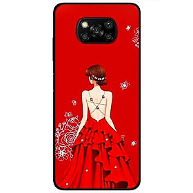 Ốp lưng dành cho Xiaomi Poco X3 mẫu Cô Gái Hai Dây Đầm Đỏ