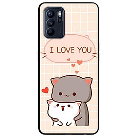 Ốp lưng dành cho Oppo Reno 6 - Reno 6 Z mẫu Hai Chú Mèo Ôm I Love U