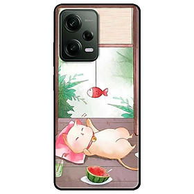 Ốp lưng cho Redmi Note 11 4G - Redmi Note 12 - Redmi Note 12 Pro - Redmi Note 12 Pro 5G - Mèo Nằm Chờ Cá - Hàng Chính Hãng