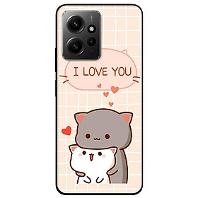 Ốp lưng cho Redmi Note 11 4G - Redmi Note 12 - Redmi Note 12 Pro - Redmi Note 12 Pro 5G - Hai Chú Mèo Ôm I Love U - Hàng Chính Hãng