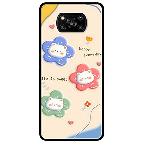 Ốp lưng dành cho Xiaomi Poco X3 mẫu Gấu Hoa 3 Màu