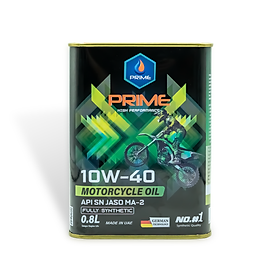 Nhớt Xe Máy PRIME Lon 800ML Tổng Hợp Toàn Phần, SAE 10W40, API SN, JASO MA2, Nhập Khẩu Chính Hãng