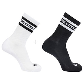 Tất vớ thể thao Salomon có Cotton 365 CREW 2-PACK WHITE/BK LC1445400