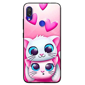 Ốp lưng in cho Xiaomi Redmi Note 7 mẫu Couple Mèo Hồng Trái Tim - Hàng chính hãng