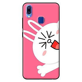 Ốp lưng in cho Vivo Y95 mẫu Thỏ Line Nền Hồng - Hàng chính hãng