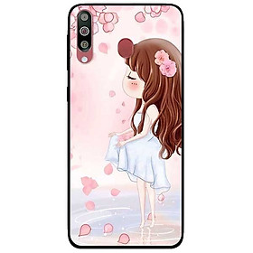 Ốp lưng dành cho Samsung M30 mẫu Cô Gái Váy Trắng Nền Hoa Đào