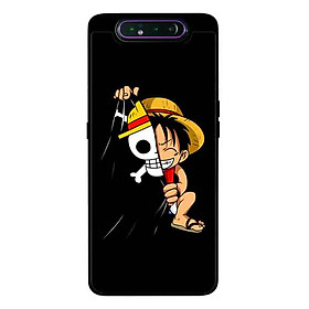 Ốp Lưng Dành Cho Samsung A80 mẫu Mũ Rơm Nền Đen - Hàng Chính Hãng