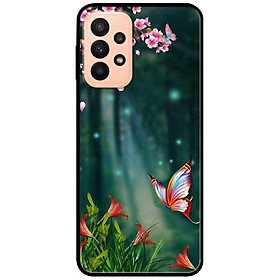 Ốp lưng dành cho Samsung A13 4G mẫu Bướm Và Hoa Đỏ