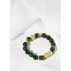 Vòng ngọc bích phối tỳ hưu bạc mạ vàng 24K Ngọc Quý Gemstones