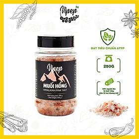 Muối Hồng Himalaya Nguyên Hạt Vipep Hũ Nhựa 250g - Gia vị Vipep