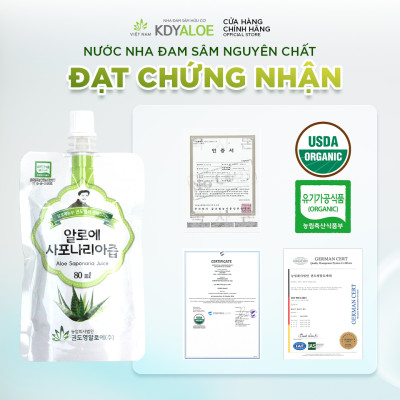 NƯỚC NHA ĐAM SÂM NGUYÊN CHẤT 100%  Hộp 5 gói Hỗ trợ tiêu hóa