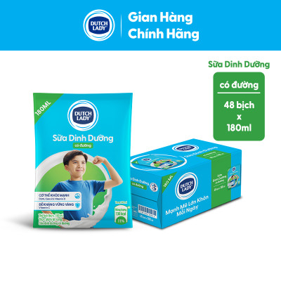 Thùng 48 Bịch Sữa Tiệt Trùng Dutch Lady Cô Gái Hà Lan Có Đường 180ml