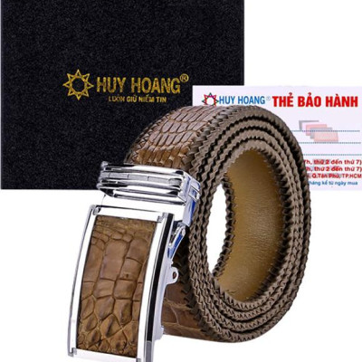 Thắt Lưng Nam Da Cá Sấu Đan Viền Bản Lớn Huy Hoàng HT4292 - Rêu
